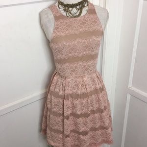 Lovely lace skater dress gold rose size small